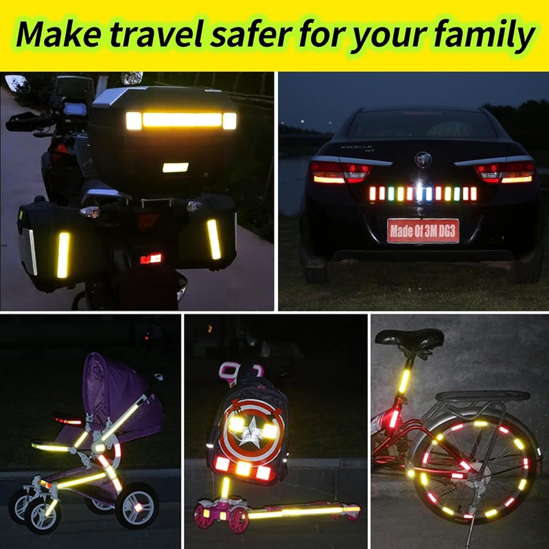 PHIXBEAR Reflective Stickers Made of 3M DG3,Super Reflection, Safety Reflective Tape for Car Trailer Truck Bike Motorcycle, 20 Pcs Fluorescent Yellow-Green Outdoor Waterproof 3.15" X 1.18" - Image 3